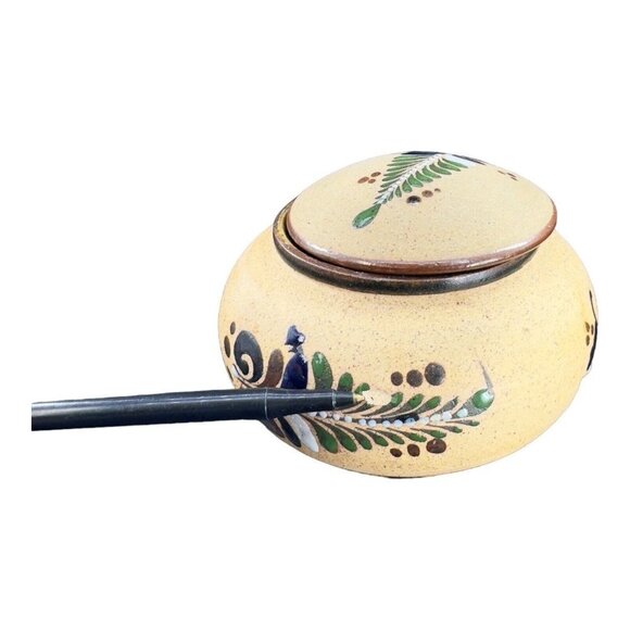 VTG Hand Painted Covered Dish Jewelry Storage Box Mexico Hand Painted Butterfly - Picture 12 of 12